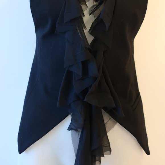 Womens Elizabeth and James Dandy Black Silk Ruffled Vest Top M * - Picture 10 of 15